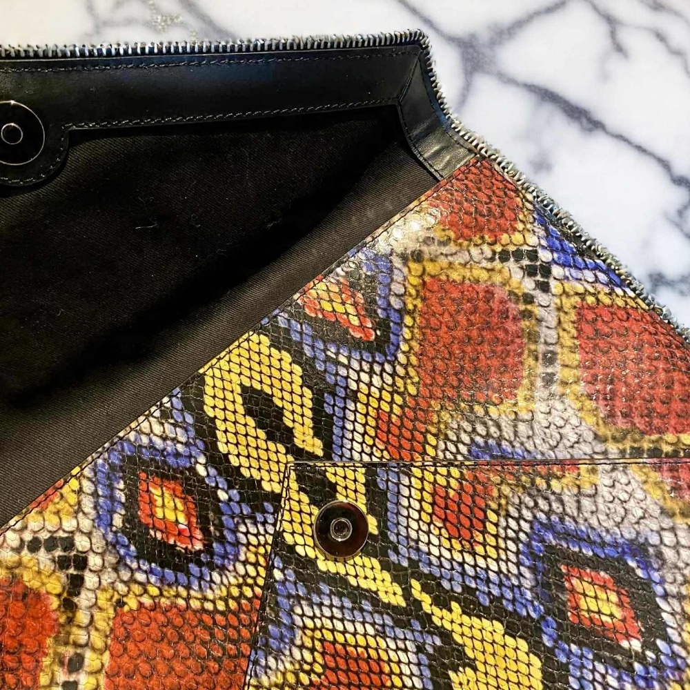 Rebecca Minkoff Leo Multi Colored Python Clutch - image 3